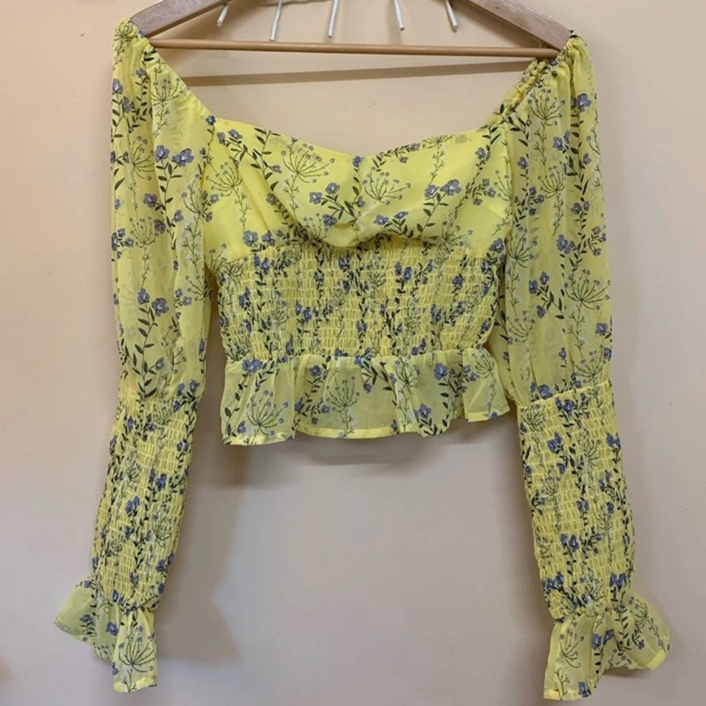 Fashion Nova Yellow Purple Floral Blouse